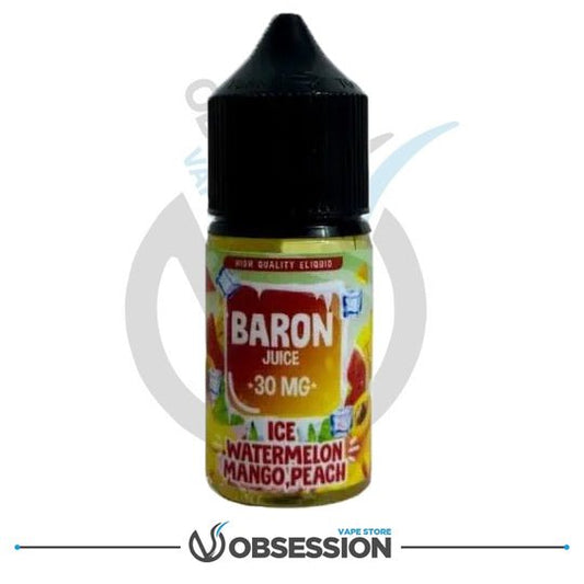 BARON ICE WATERMELON MANGO PEACH SALT 30ML | Buy Online in Egypt | Obsession Vape Store