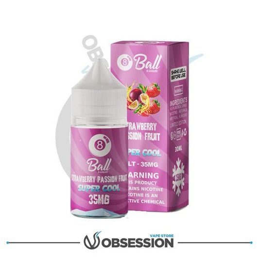 8 Ball Strawberry Passion Fruit Super Cool Salt E liquid 30ml | Buy Online in Egypt | Obsession Vape Store