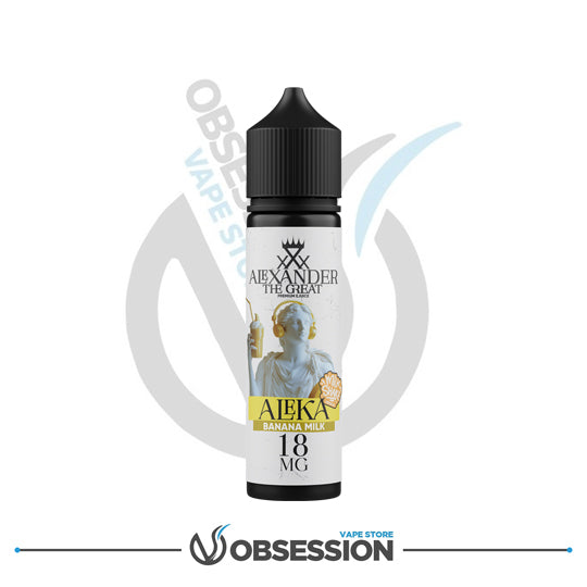 Vape juice bottle labeled 'Alexander the Great' with branding on a white background