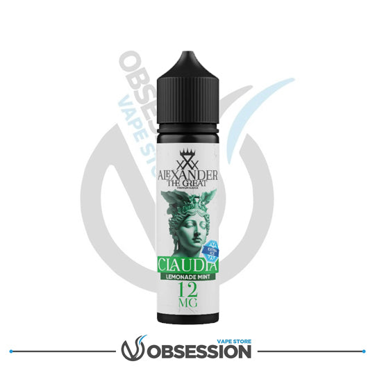 Vape juice bottle with Alexander the Great design on a white background