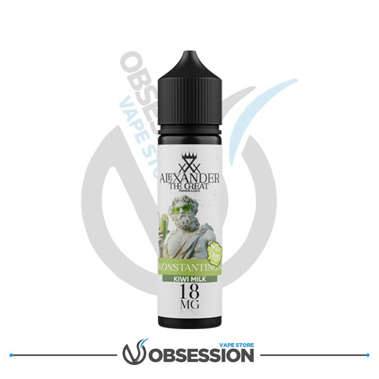 Vape juice bottle labeled 'Alexander the Great' with branding on a white background