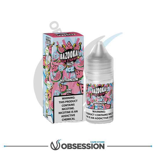 Bazooka Salt Ice Watermelon Sour Straws E-Liquid 30ml