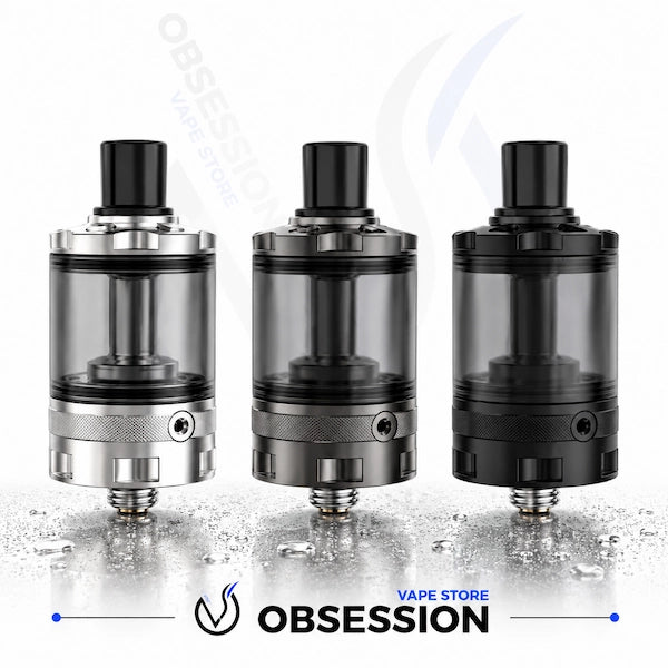 Three vaping devices on a white background with 'Vape Store Obsession' branding.