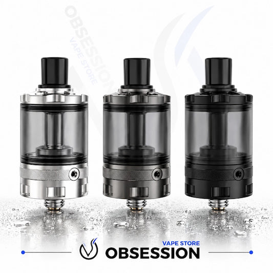 Three vaping devices on a white background with 'Vape Store Obsession' branding.