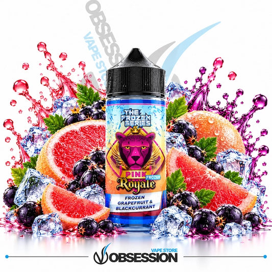 Experience regal coolness with The Frozen Series Pink Royale Frozen by Dr Vapes, now available at Obsession Vape Store—featuring an exquisite blend of zesty frozen grapefruit and rich blackcurrant, surrounded by crystal ice cubes and juicy citrus splashes for an invigorating, premium vape.   