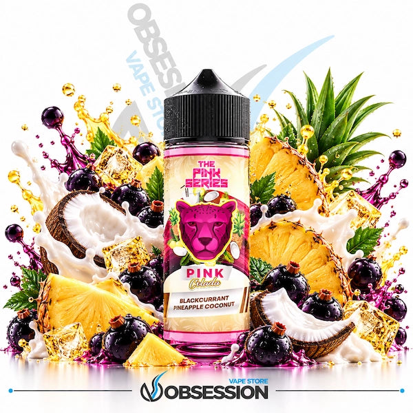 Savor a tropical escape with The Pink Series Pink Colada by Dr Vapes, now available at Obsession Vape Store—featuring an exotic fusion of juicy blackcurrants, ripe pineapple, creamy coconut splashes, and icy cubes for an irresistible colada vaping experience.
