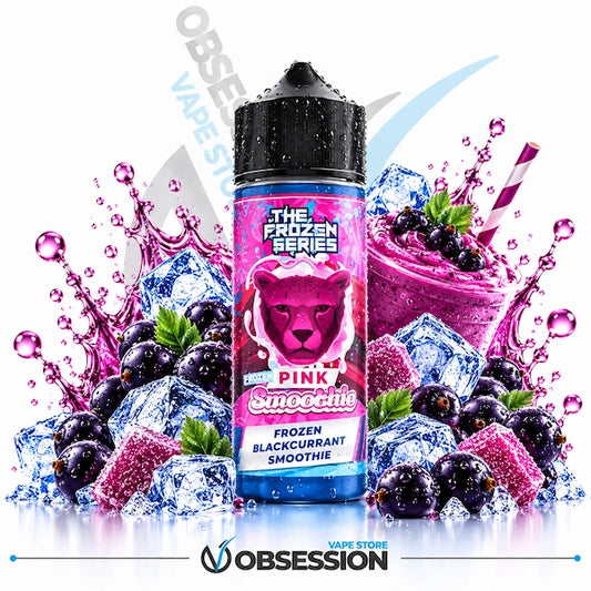 Indulge in The Frozen Series Frozen Pink Smoothie by Dr Vapes, now available at Obsession Vape Store—featuring a creamy blend of chilled blackcurrants, sweet smoothie splashes, and icy berry crystals for an irresistible, frosty vaping experience.