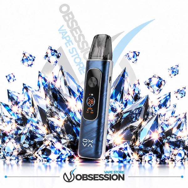 Upgrade your vape with the sleek **OXVA Xlim Pro 4 Pod Kit in Flowing Dark Blue, now available at **Obsession Vape Store**—featuring a premium metallic marble finish, stunning crystal aesthetics, and unmatched flavor delivery with every puff.
