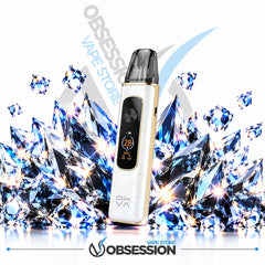 Upgrade your vape with the luxurious OXVA Xlim Pro 4 Pod Kit in Flowing Moonlight now available at Obsession Vape Store—featuring an elegant white marble body with gold metallic borders, stunning crystal aesthetics, and unmatched flavor delivery with every puff.