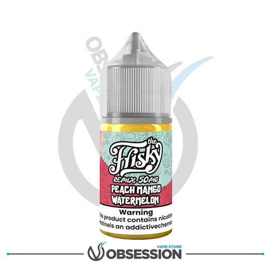 Vape juice bottle with colorful label on a white background
