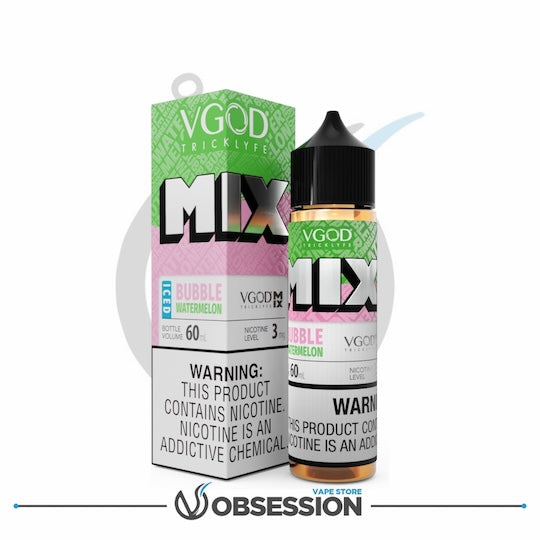 VGOD e-liquid bottle and packaging on a white background with 'Obsession' branding.