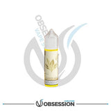 Vape juice bottle with brand logo on a white background