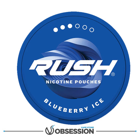 Rush Nicotine Pouches Blueberry Ice packaging on a white background
