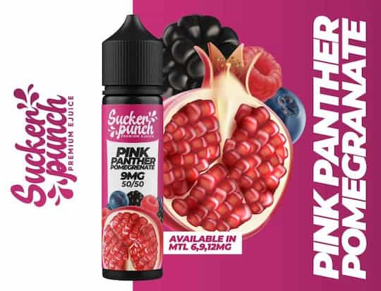 SUCKER PUNCH PINK PANTHER POMEGRANATE MTL E - LIQUID – 60ML | Buy Online in Egypt | Obsession Vape Store