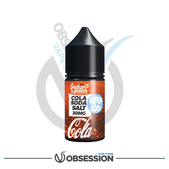 Vape juice bottle labeled 'Cola Soda Salt' with 'Obsession' branding on a white background