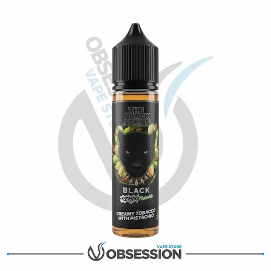 Vape juice bottle with black cap and label on a white background, featuring 'Obsession' branding.