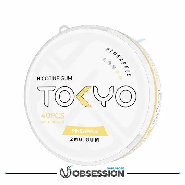 Nicotine gum packaging with 'Tokyo' branding on a white background
