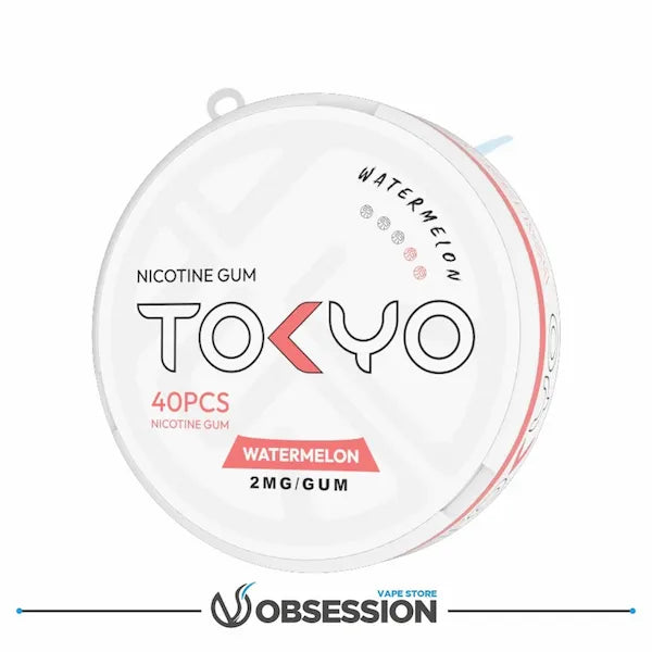 Nicotine gum packaging with 'Tokyo' branding on a white background