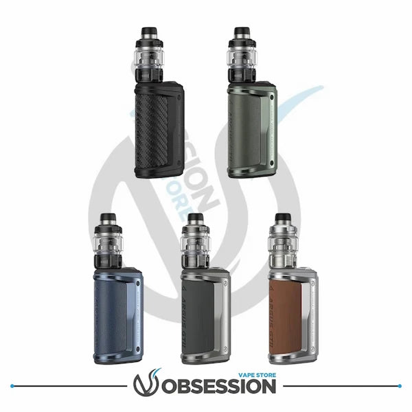Collection of vaping devices on a white background with 'Obsession Vape Store' branding.