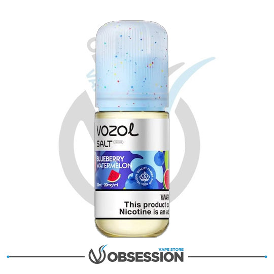 VOZOL vape juice bottle with blue label on a white background