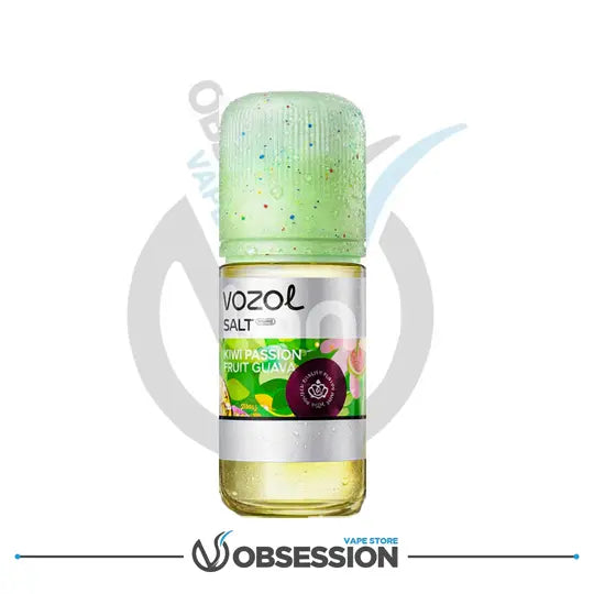VOZOL salt vape juice bottle with green cap on a white background