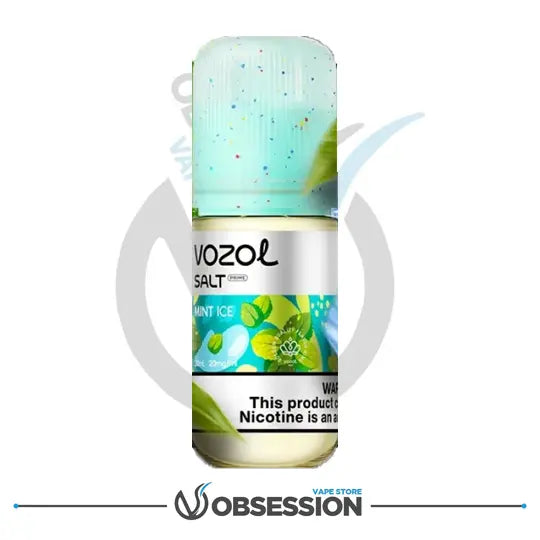 Vozol Mint Ice vape juice bottle with label on a white background