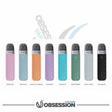 Vape devices in various colors with 'Obsession Vape Store' branding.