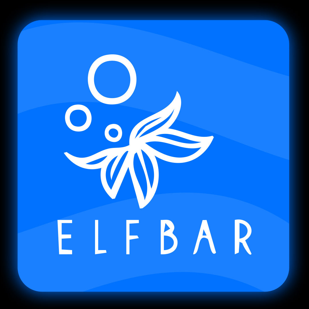 Logo of ELF BAR with a white butterfly design on a blue background